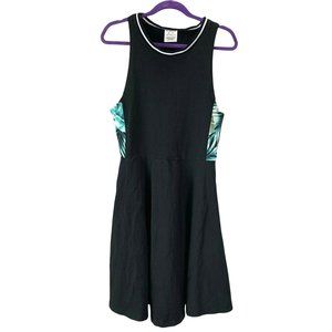 PINK Victorias Secret Skater Dress size XS Tropical Palm Print Black Sleeveless